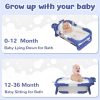 Collapsible Baby Bathtub for Newborn to Toddler (0-24 Months), Portable Baby Bath Tub for Travel, Newborn Bathtub with Soft and Supportive Cushion (Astronaut-Blue)