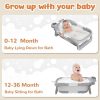 Collapsible Baby Bathtub for Newborn to Toddler (0-24 Months), Portable Baby Bath Tub for Travel, Newborn Bathtub with Soft and Supportive Cushion (Astronaut-Gray)