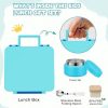 Kids Bento Lunch Box with 8oz Soup Thermo, Kids Leakproof Lunch Food Containers with 4 Compartment,Insulated Hot Food Jar with Lunch Bag for School, Travel (Blue-No lunch bag)
