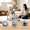 Baby Walker with Wheels, 5 in 1 Walker for Baby Boy Girl with Bouncer, Music and Lights Baby Jumper Activity Center, Adjustable Height, Push Walker for Ages 7-18 Months Toddler (Gray)