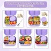 Bento Lunch Box for Kids with 12oz Soup Thermo,4 Compartments Lunch Box Containers Kids, Includes Foldable Spoon &Sauce Jar, BPA Free&Leak proof,Insulated Food Jar for Travel,School (Purple)