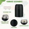 10oz Soup Thermo for Hot Food Kids Insulated Food Jar with Spoon Wide Mouth Stainless Steel Lunch Container Leak Proof Vacuum Food Box for School Travel Picnic Black