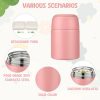 10oz Soup Thermo for Hot Food Kids Insulated Food Jar with Spoon Wide Mouth Stainless Steel Lunch Container Leak Proof Vacuum Food Box for School Travel Picnic Pink