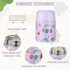 10oz Soup Thermo for Hot Food Kids Insulated Food Jar with Spoon Wide Mouth Stainless Steel Lunch Container Leak Proof Vacuum Food Box for School Travel Picnic Purple Bear