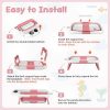 Collapsible Baby Bathtub for Newborn, Baby Bath Tub with Thermometer & Soft Floating Cushion & Drain Hole for Infant to Toddler, Portable Travel Bathtub with No-Slip Feet for 0-36 Months-Pink