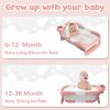 Collapsible Baby Bathtub for Newborn to Toddler (0-24 Months), Portable Baby Bath Tub for Travel, Newborn Bathtub with Soft and Supportive Cushion (Astronaut-Pink)