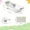 Reclining Baby Bathtub for Newborn, Angle Adjustable Baby Tub for Infant to Toddler, Bath Support in Tub, Thermometer & Bath Kneeler Rest Pad & Clean Rinse Cup, 6-36 Months-Gray