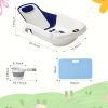 Reclining Baby Bathtub for Newborn, Angle Adjustable Baby Tub for Infant to Toddler, Bath Support in Tub, Thermometer & Bath Kneeler Rest Pad & Clean Rinse Cup, 6-36 Months-Blue