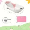 Reclining Baby Bathtub for Newborn, Angle Adjustable Baby Tub for Infant to Toddler, Bath Support in Tub, Thermometer & Bath Kneeler Rest Pad & Clean Rinse Cup, 6-36 Months-Pink
