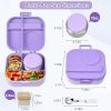 Bento Lunch Box for Kids with 12oz Soup Thermo,4 Compartments Lunch Box Containers Kids, Includes Foldable Spoon &Sauce Jar, BPA Free&Leak proof,Insulated Food Jar for Travel,School (Purple)