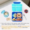 Lunch Box Kids with 5 Compartments, Insulated Food Jar & Utensil & Sauce Container & Lunch Bag & Silicone Collapsible Cup, Leak Proof Bento Box, BPA-Free & Dishwasher Safe-Blue