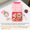 Lunch Box Kids with 5 Compartments, Insulated Food Jar & Utensil & Sauce Container & Lunch Bag & Silicone Collapsible Cup, Leak Proof Bento Box, BPA-Free & Dishwasher Safe-Pink