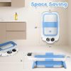Collapsible Baby Bathtub for Newborn, Baby Bath Tub with Thermometer & Soft Floating Cushion & Drain Hole for Infant to Toddler, Portable Travel Bathtub with No-Slip Feet for 0-36 Months-Blue