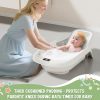 Reclining Baby Bathtub for Newborn, Angle Adjustable Baby Tub for Infant to Toddler, Bath Support in Tub, Thermometer & Bath Kneeler Rest Pad & Clean Rinse Cup, 6-36 Months-Gray