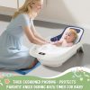 Reclining Baby Bathtub for Newborn, Angle Adjustable Baby Tub for Infant to Toddler, Bath Support in Tub, Thermometer & Bath Kneeler Rest Pad & Clean Rinse Cup, 6-36 Months-Blue