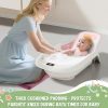 Reclining Baby Bathtub for Newborn, Angle Adjustable Baby Tub for Infant to Toddler, Bath Support in Tub, Thermometer & Bath Kneeler Rest Pad & Clean Rinse Cup, 6-36 Months-Pink