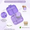 Bento Lunch Box for Kids with 12oz Soup Thermo,4 Compartments Lunch Box Containers Kids, Includes Foldable Spoon &Sauce Jar, BPA Free&Leak proof,Insulated Food Jar for Travel,School (Purple)