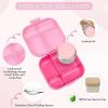 Bento Lunch Box for Kids with 12oz Soup Thermo,4 Compartments Lunch Box Containers Kids, Includes Foldable Spoon &Sauce Jar, BPA Free&Leak proof,Insulated Food Jar for Travel,School (Pink)