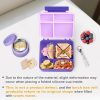 Lunch Box Kids with 5 Compartments, Insulated Food Jar & Utensil & Sauce Container & Lunch Bag & Silicone Collapsible Cup, Leak Proof Bento Box, BPA-Free & Dishwasher Safe-Purple