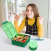 Kids Bento Lunch Box with 8oz Soup Thermo, Kids Leakproof Lunch Food Containers with 4 Compartment,Insulated Hot Food Jar with Lunch Bag for School, Travel (Green)
