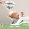 Reclining Baby Bathtub for Newborn, Angle Adjustable Baby Tub for Infant to Toddler, Bath Support in Tub, Thermometer & Bath Kneeler Rest Pad & Clean Rinse Cup, 6-36 Months-Gray