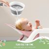 Reclining Baby Bathtub for Newborn, Angle Adjustable Baby Tub for Infant to Toddler, Bath Support in Tub, Thermometer & Bath Kneeler Rest Pad & Clean Rinse Cup, 6-36 Months-Pink