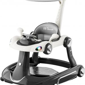 Baby Walker with Wheels for Kids Boy Girl with Bouncer, Rocker, Activity Center, Bouncer, Push Baby Jumper Activity Center, Adjustable Height Speed, Push Walker for Ages 7-18 Months Toddler (Black)