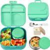 Bento Lunch Box for Kids with 12oz Soup Thermo,4 Compartments Lunch Box Containers Kids, Includes Foldable Spoon &Sauce Jar, BPA Free&Leak proof,Insulated Food Jar for Travel,School,Picnic