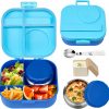 Bento Lunch Box for Kids with 12oz Soup Thermo,4 Compartments Lunch Box Containers Kids, Includes Foldable Spoon &Sauce Jar, BPA Free&Leak proof,Insulated Food Jar for Travel,School,Picnic