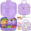 Kids Lunch Box Set -12oz Insulated Food Jar, Thermal Bag,Leakproof Lunch Food Containers Cutlery (BPA Free)-Gift for Girls/Boys Age 3-10(Purple+Purple Jar)
