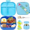Kids Bento Lunch Box with 12oz Soup Thermo, Kids Leakproof Lunch Food Container with 4 Compartments, Insulated Lunch Bag & Water Cup for Girls Boys to School Travel