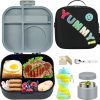 Kids Bento Lunch Box with 12oz Soup Thermo, Kids Leakproof Lunch Food Container with 4 Compartments, Insulated Lunch Bag & Water Cup for Girls Boys to School Travel