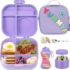 Kids Bento Lunch Box with 12oz Soup Thermo, Kids Leakproof Lunch Food Container with 4 Compartments, Insulated Lunch Bag & Water Cup for Girls Boys to School Travel