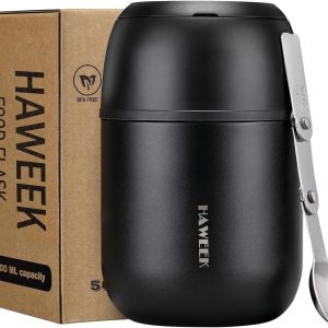 Insulated Soup Thermo 17oz - Stainless Steel Vacuum Lunch Box for Adults, Kids Leakproof Hot Food Container with Handle Folding Spoon (School Office Outdoor)