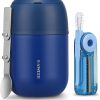 17oz Soup Thermo for Hot Food Adults Insulated Food Jar Thermo Hot Food Lunch Container Wide Mouth Stainless Steel Lunch Box for Kids with Folding Spoon Cleaning Brush Navy Blue