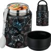 Soup Thermo for Hot Food Kids 16oz Insulated Food Jar Leakproof Thermo Lunch Container for Kids Wide-Mouth Stainless Steel Lunch Box for School with Handle Folding Spoon(3+)​