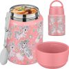 Soup Thermo for Hot Food Kids 16oz Insulated Food Jar Leakproof Thermo Lunch Container for Kids Wide-Mouth Stainless Steel Lunch Box for School with Handle Folding Spoon(3+)
