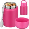 Soup Thermo for Hot Food Kids 16oz Insulated Food Jar Leakproof Thermo Lunch Container for Kids Wide-Mouth Stainless Steel Lunch Box for School with Handle Folding Spoon(3+)​