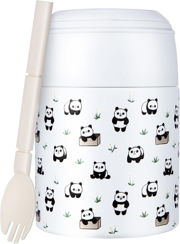 10oz Soup Thermo for Hot Food Kids Insulated Food Jar with Spoon Wide Mouth Stainless Steel Lunch Container Leak Proof Vacuum Food Box for School Travel Picnic White Panda