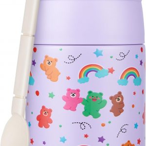 10oz Soup Thermo for Hot Food Kids Insulated Food Jar with Spoon Wide Mouth Stainless Steel Lunch Container Leak Proof Vacuum Food Box for School Travel Picnic Purple Bear