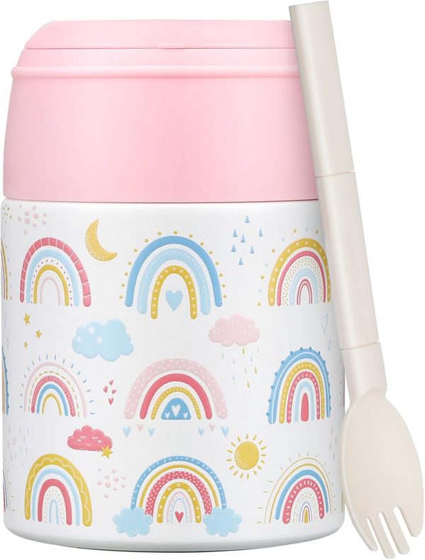 10oz Soup Thermo for Hot Food Kids Insulated Food Jar Container with Spoon Width Mouth Stainless Steel Leak Proof Thermo Lunch Box for School Travel