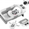 Collapsible Baby Bathtub for Newborn, Baby Bath Tub with Thermometer & Soft Floating Cushion & Drain Hole for Infant to Toddler, Portable Travel Bathtub with No-Slip Feet for 0-36 Months-Gray