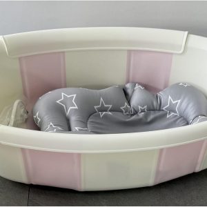 Baby Bathtub for Newborn with Thermometer & Soft Floating Cushion, Bathtub with Drain Hole, Durable Travel Foldable Baby Tubs for Infants to Toddler (Light Pink)