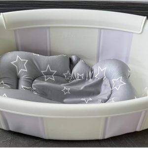 Baby Bathtub for Newborn with Thermometer & Soft Floating Cushion, Bathtub with Drain Hole, Durable Travel Foldable Baby Tubs for Infants to Toddler (Light Purple)