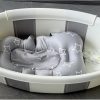 Baby Bathtub for Newborn with Thermometer & Soft Floating Cushion, Bathtub with Drain Hole, Durable Travel Foldable Baby Tubs for Infants to Toddler (Light Gray)