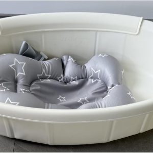 Baby Bathtub for Newborn with Thermometer & Soft Floating Cushion, Bathtub with Drain Hole, Durable Travel Foldable Baby Tubs for Infants to Toddler (Pure White)